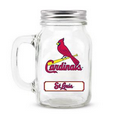 ST. LOUIS CARDINALS GLASS MASON JAR w/chocolate baseballs